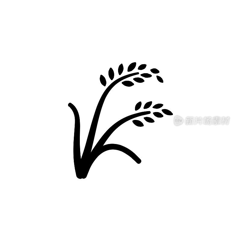 Rice plant vector icon. Isolated Shear of Rice, Crop, Wheat flat emoji, emoticon symbol - Vector
